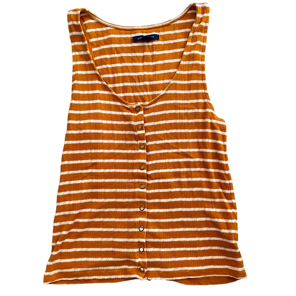 ☀️5/25☀️ American Eagle Striped Snap V Neck Tank Women’s Small